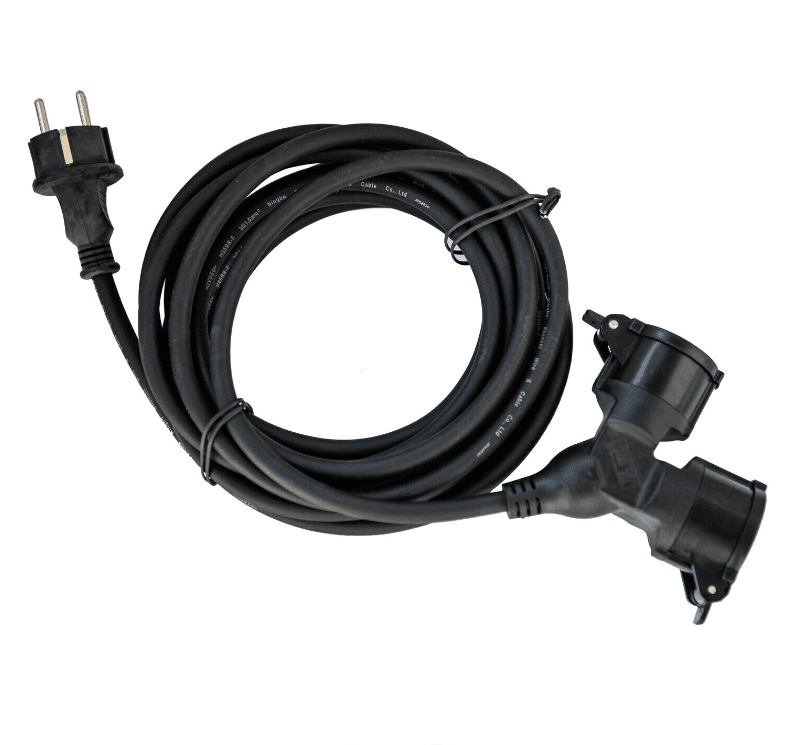 2-Vejs Fordelingskabel 5m Fra Airam - Den tykke gummikabel splejseledning er beregnet til udend&oslash;rs brug og ogs&aring; til professionel brug.