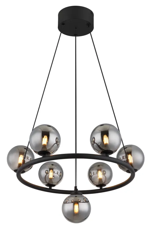 Riha Ø60 Røgfarvet loftslampe Fra Globo Lighting - Lampan &auml;r av mattsvart metall och ger ditt hem en lyxig och inbjudande atmosf&auml;r.