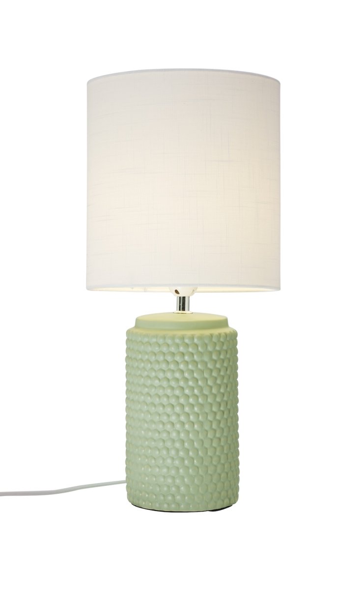 Bubble 50cm Grøn bordlampe Fra Cottex - Den hvide tekstilsk&aelig;rm skaber et behageligt og bl&oslash;dt lys, perfekt til at s&aelig;tte stemningen i rummet.