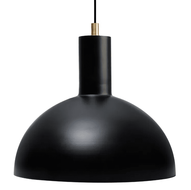 Mid Ø25 Sort loftslampe Fra H. Skjalm P - Middel vedhæng i matsort metal med messingdetaljer.