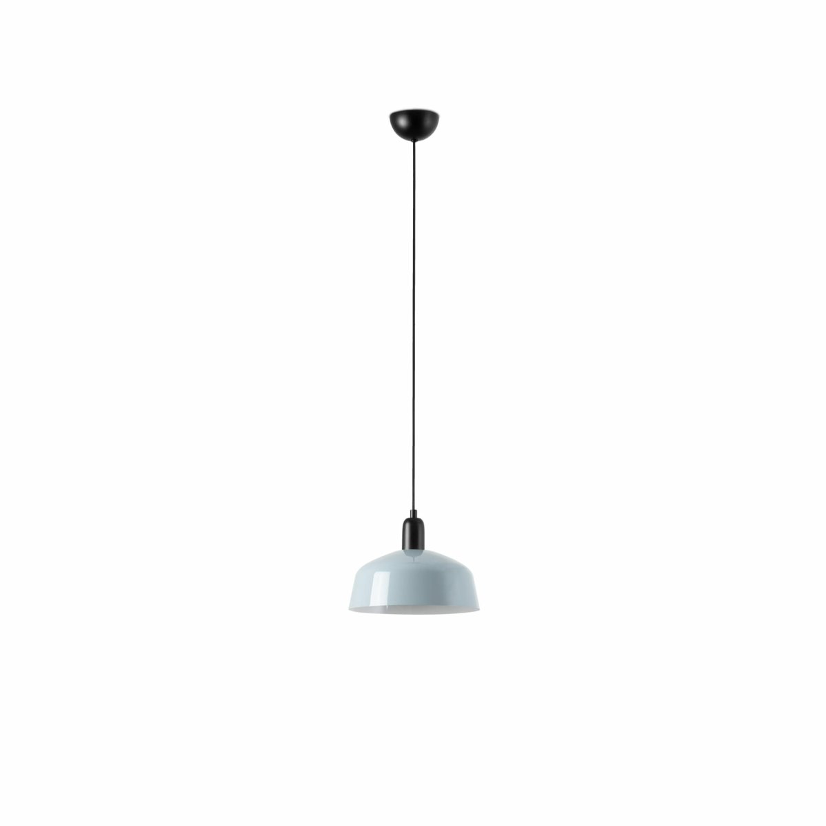 Tatawin Ø25 Grålig blå loftslampe Fra Faro Barcelona - Tatawin er en loftslampe med en sort struktur og en gr&aring; metalsk&aelig;rm, der spreder et rettet, flydende lys.