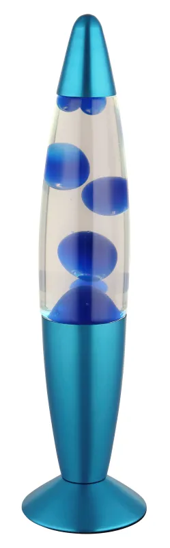 Etna Blå børnelampe Fra Globo Lighting - Etna &auml;r en fascinerande lavalampa med klar v&auml;tska och bl&aring;tt vax som sm&auml;lter l&aring;ngsamt och skapar hypnotiska ljuseffekter.