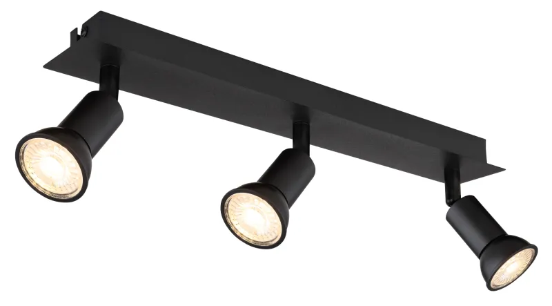 Drew 3 Sort spotlight Fra Globo Lighting - Drew &auml;r en stilren takspotlight som imponerar med sin enhetliga svarta design.