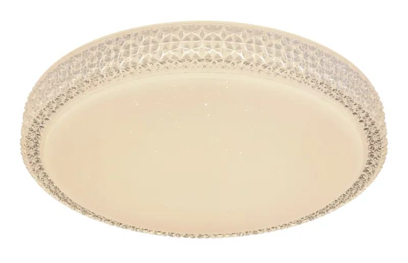 Ovi Ø40 Hvid plafond Fra Globo Lighting - Kombinationen av vit metall, glittrande dekordetaljer och klara plastkristaller g&ouml;r den till en riktig blickf&aring;ngare.