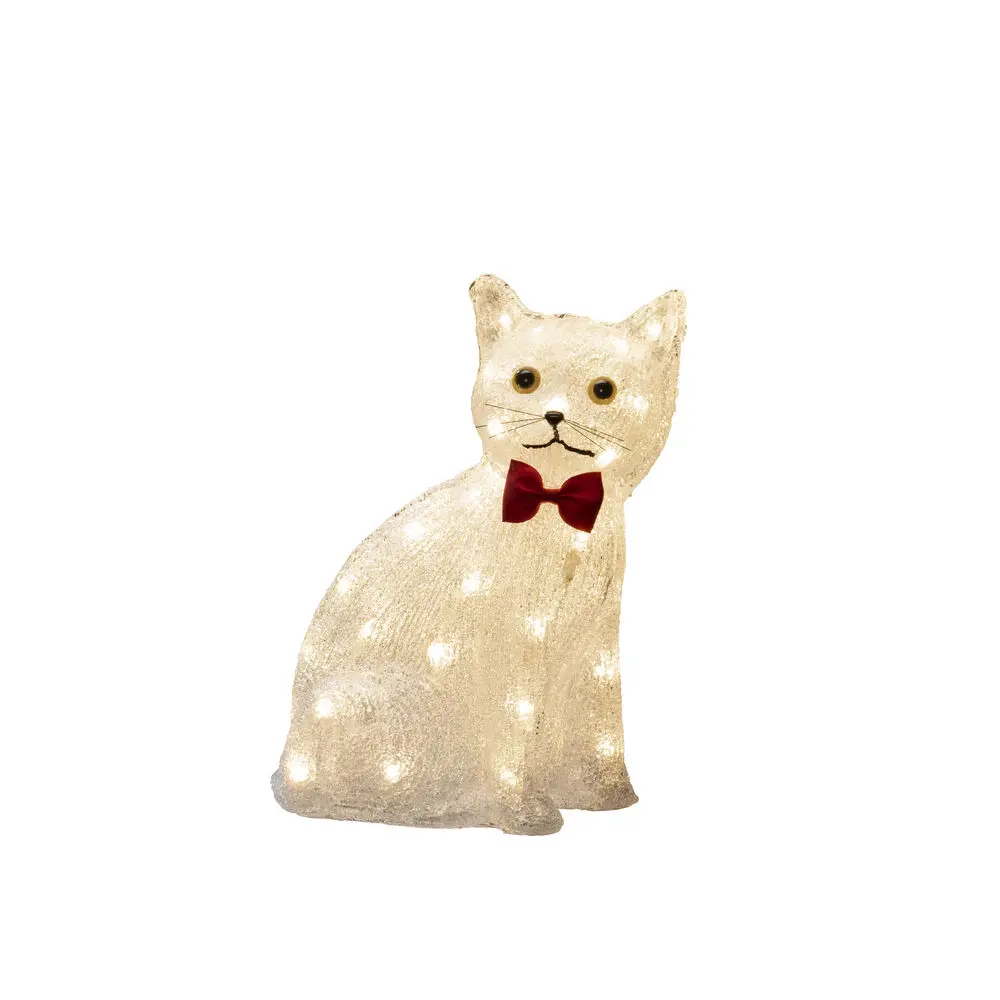 Siddende Kat I Akryl Klar Fra Konstsmide - Charmerende og legende &ndash; denne siddende kat i akryl spreder varme med sine 40 varmhvide LED-lys.