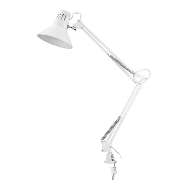 Venla Hvid klemmelampe Fra Airam - Klassisk og tidl&oslash;s skrivebordslampe og indvendig armatur.