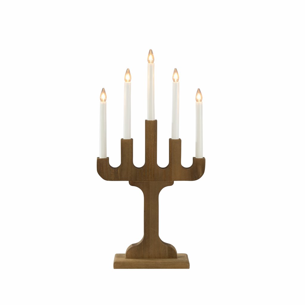 Candelabra 5 Lights Valnød Fra Konstsmide - Med fem lys spreder den et varmt og atmosf&aelig;risk sk&aelig;r, der skaber en hyggelig atmosf&aelig;re i vinterm&aring;nederne.