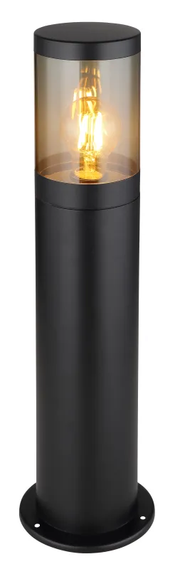 Xeloo 50cm Sort pullerter Fra Globo Lighting - Tillverkad i rostfritt st&aring;l med en r&ouml;kf&auml;rgad plastsk&auml;rm ger den ett mjukt och behagligt ljus.