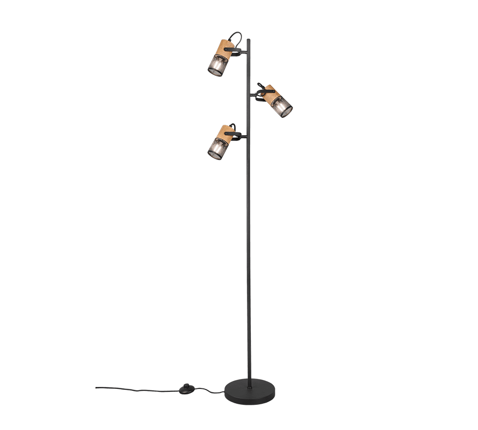 Tosh 3 Sort gulvlampe Fra Trio Lighting - 
