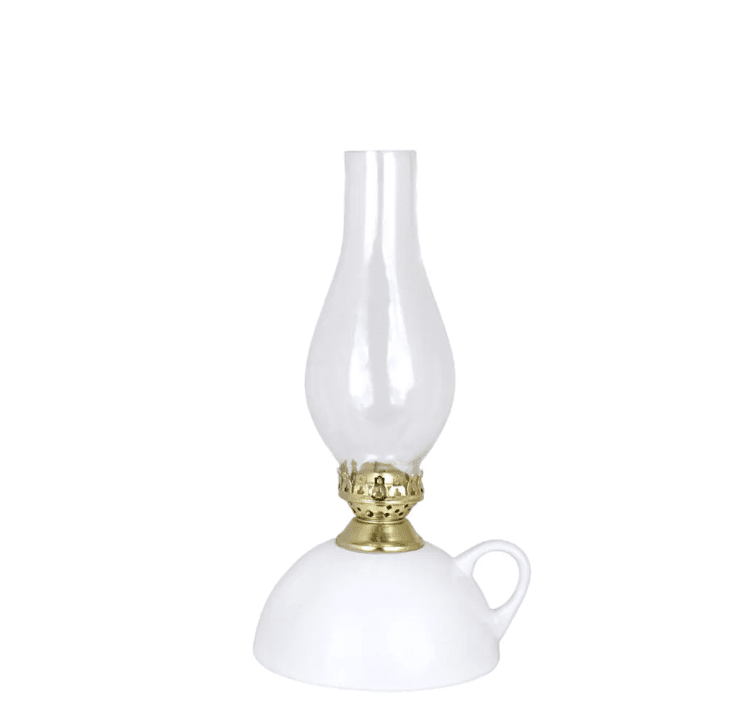 Ceramic kerosene lamp with handle Hvid Fra Strömshaga - Passer med v&aelig;ge artikelnummer 116210 og br&aelig;ndere med artikelnummer 128118G.