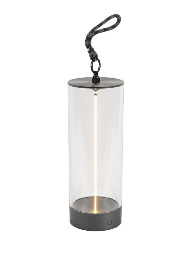 Edison 24cm Antracit bærbar Fra Konstsmide - Med håndtaget kan du nemt bruge Edison som hængelygte, men foretrækker du den stående, kan du nemt tage håndtaget af.