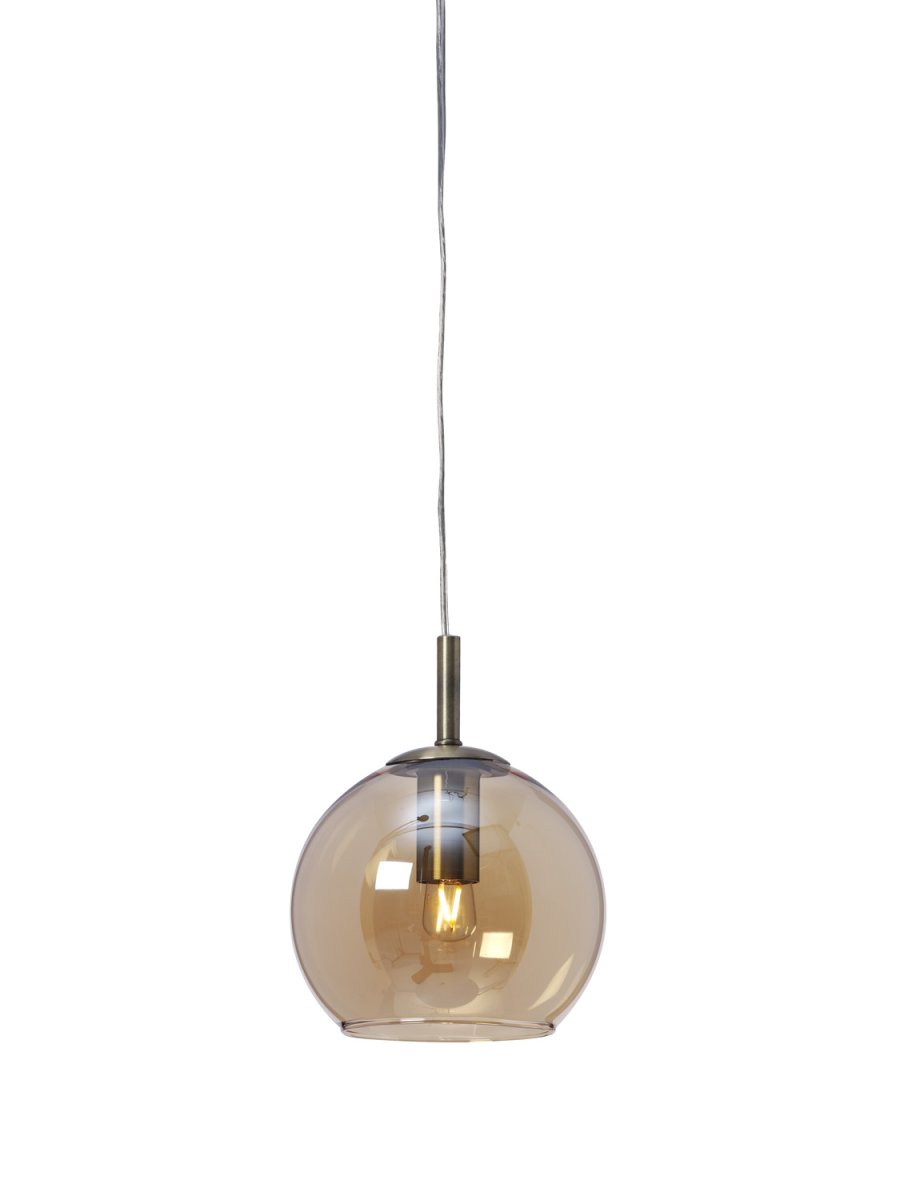 Capella Ø15 Rav vindueslampe Fra Cottex - Capella vindueslampe i antik messing med ravfarvet glaskugle, perfekt til at skabe atmosfærisk belysning i vinduet.