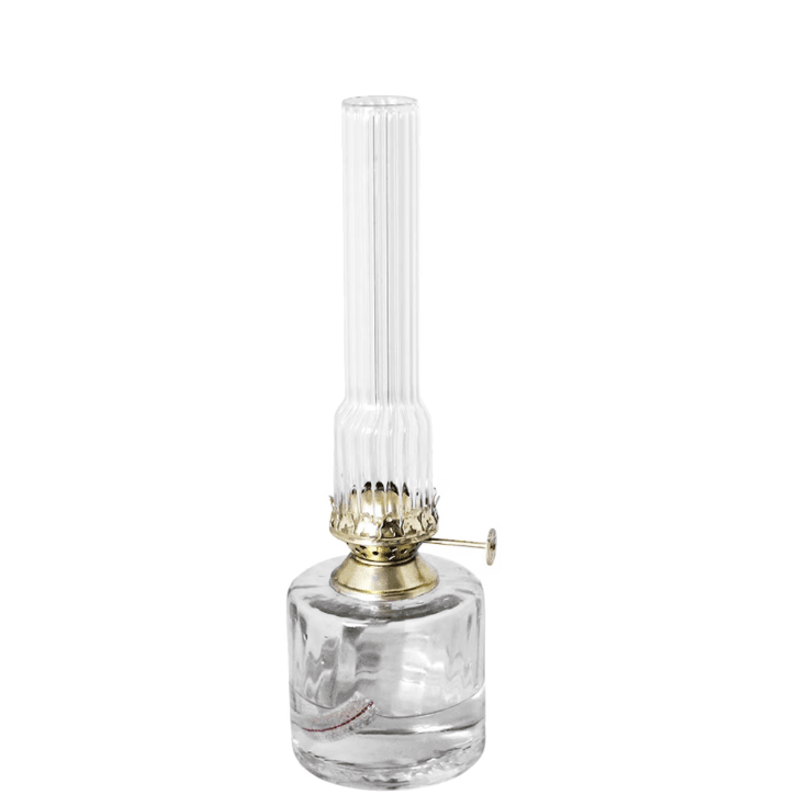Kerosene lamp elvira small Gennemsigtig Fra Strömshaga - Elegant petroleumslampe i riflet glas og messingbr&aelig;nder.