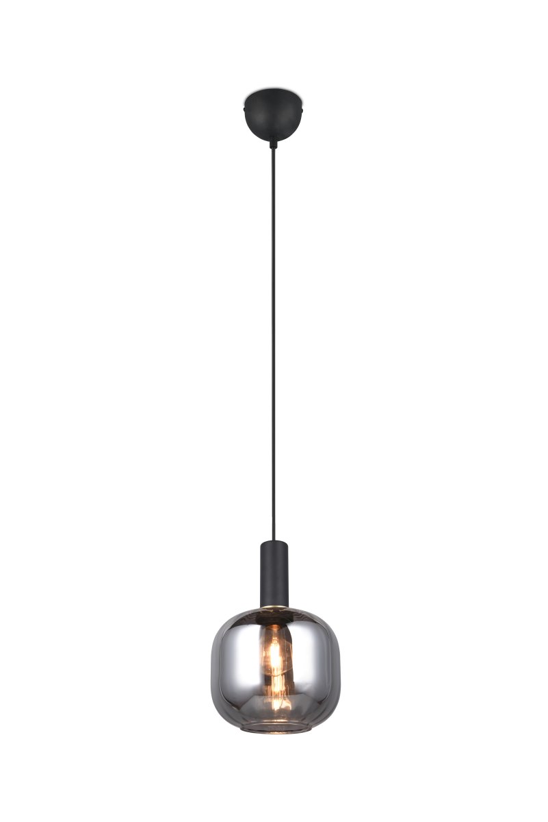 Diva Ø20 Røg grå loftslampe Fra Trio Lighting - Den røgfarvede glasskærm med bløde, riflede detaljer giver et behageligt og diffust lys, perfekt til at skabe en varm atmosfære i rummet.