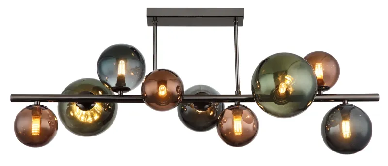 Riha 87cm Flerfarvet plafond Fra Globo Lighting - Glaskuporna i brons, gr&ouml;nt och petrol ger lampan en unik karakt&auml;r och eleganta f&auml;rginslag som kompletterar modern inredning.