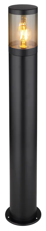 Xeloo 80cm Sort pullerter Fra Globo Lighting - Tillverkad i rostfritt st&aring;l med en r&ouml;kf&auml;rgad plastsk&auml;rm ger den ett mjukt och behagligt ljus.