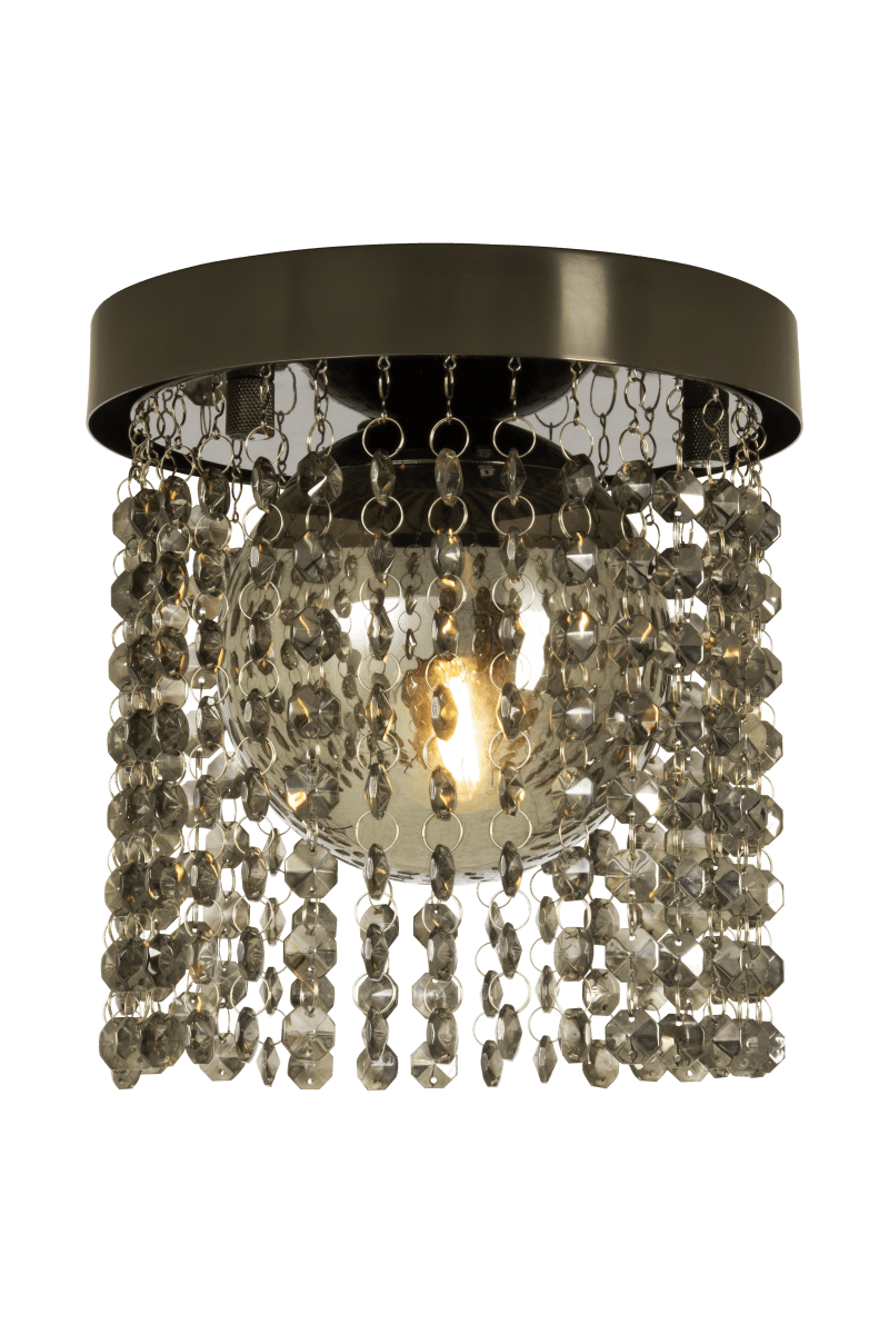 Claudia Ø20 Sort krom badeværelseslampe Fra Aneta Lighting - Claudia loftslampe i sort forkromet metal med r&oslash;gfarvede prismer.