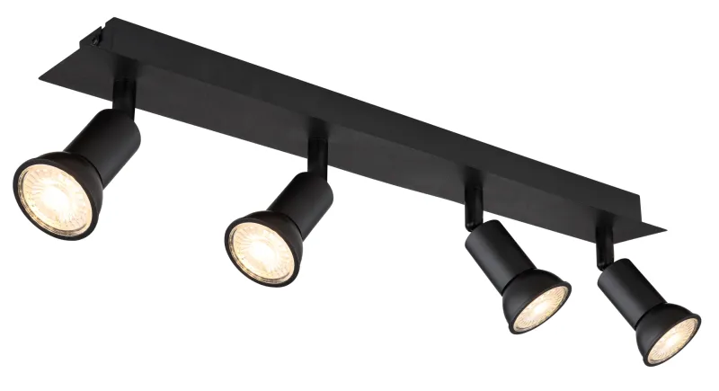 Drew 4 Sort spotlight Fra Globo Lighting - Drew &auml;r en stilren takspotlight som imponerar med sin enhetliga svarta design.