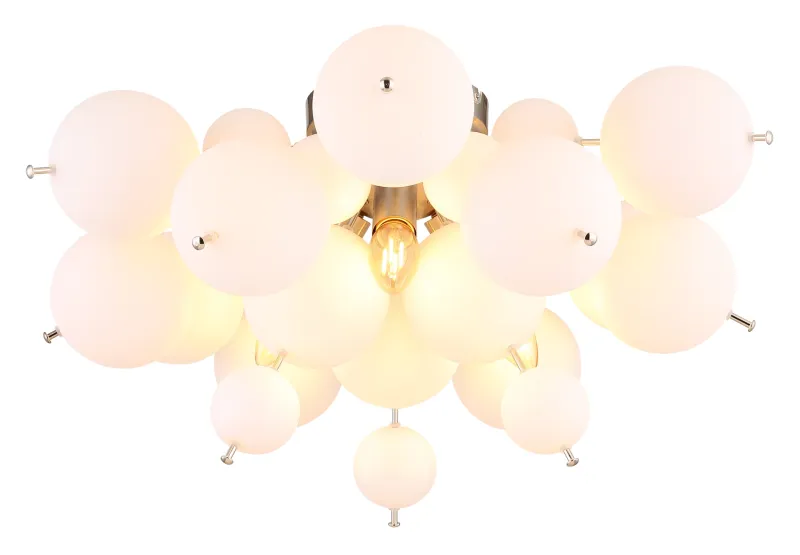 Udo Ø55 Hvid plafond Fra Globo Lighting - Dess unika design utm&auml;rks av en rund form d&auml;r metallstavar elegant sammanl&auml;nkas med vackra opalglas i olika storlekar.