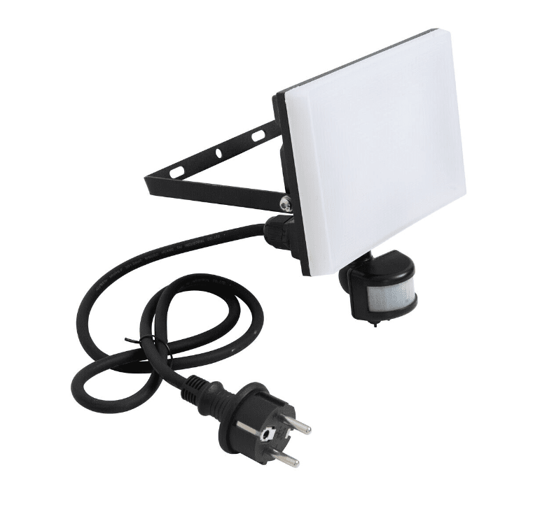 Airflood 50W Sort udendørslampe Fra Airam - Denne lampe er ogs&aring; udstyret med en bev&aelig;gelsessensor, der reagerer p&aring; bev&aelig;gelse inden for 120&deg; og fra en afstand af 2-8m.