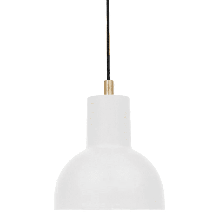 Mini Ø14 Mat hvid loftslampe Fra H. Skjalm P - Mini-vedhæng i mat hvidmetal med guldfarvet inderside og messingdetaljer.