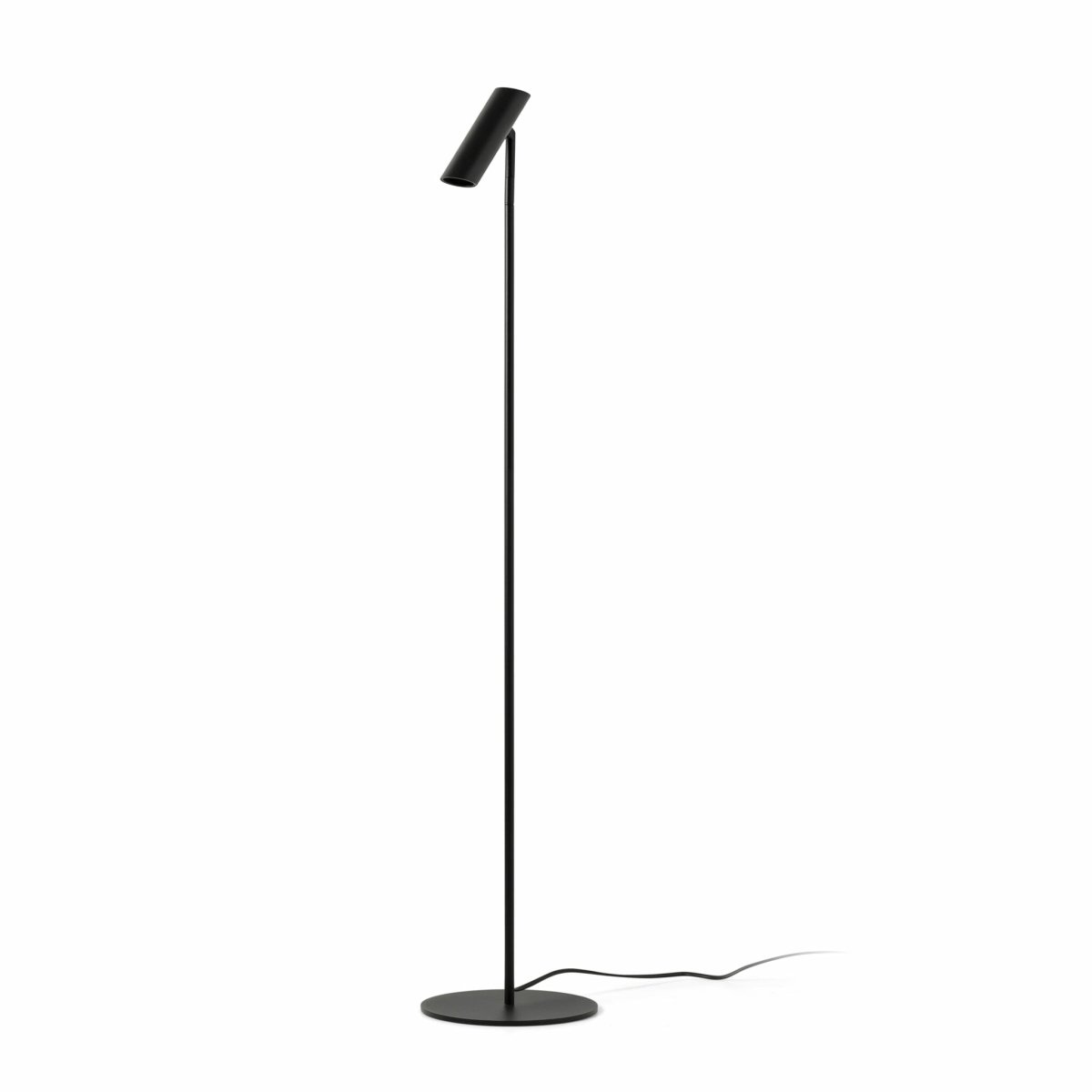 Leo Sort gulvlampe Fra Faro Barcelona - Leo er en sort gulvlampe med integreret LED, der kombinerer alsidighed med moderne design.