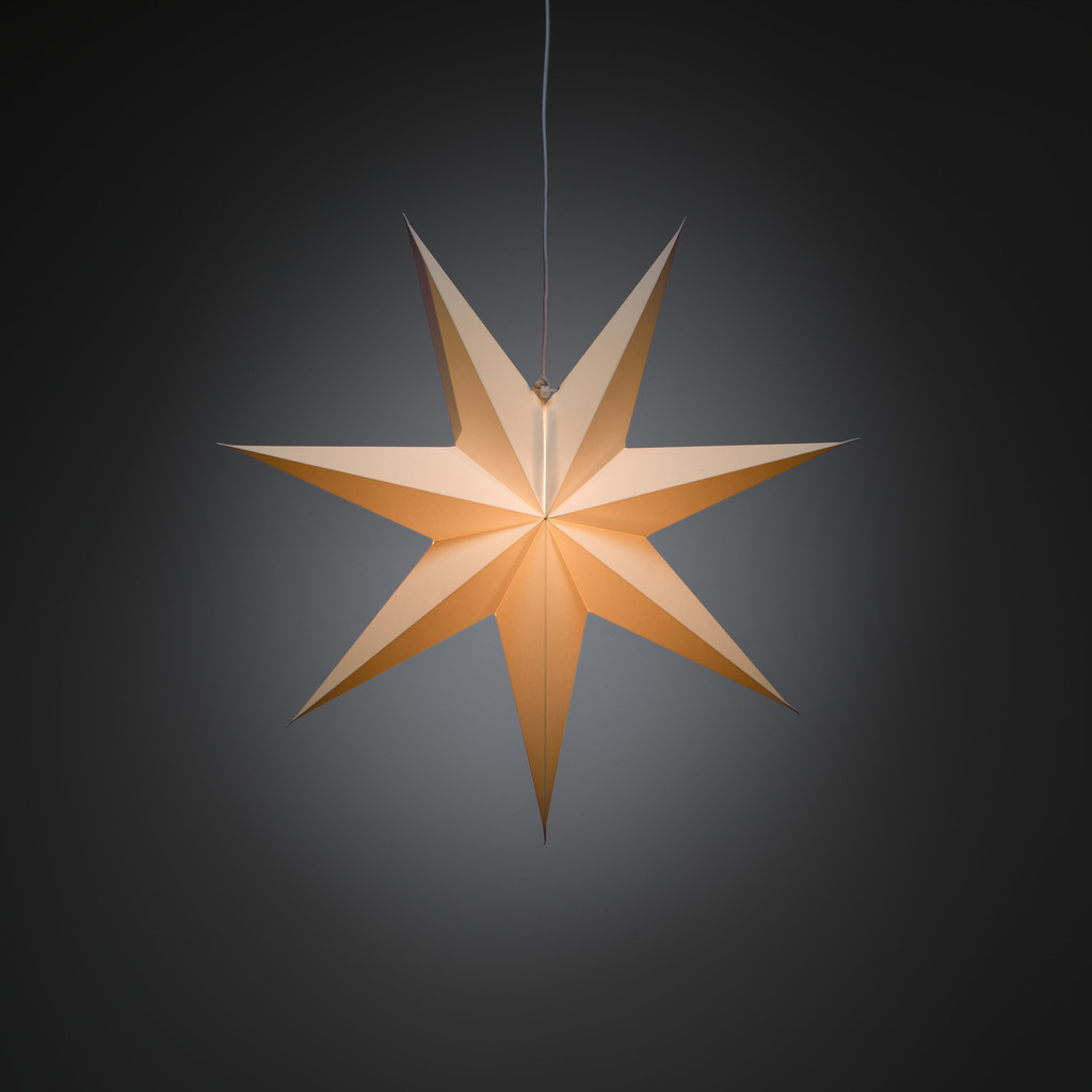 Papirstjerne Ø60 Hvid Fra Konstsmide - Perfekt til at h&aelig;nge i vinduet eller op ad en smuk v&aelig;g &ndash; en tidl&oslash;s dekoration, der forgylder ethvert rum med enkel elegance.
