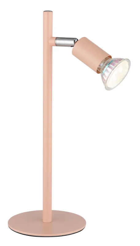 Matrix 30cm Orange skrivebordslampe Fra Globo Lighting - Den runda basen och det raka metallr&ouml;ret i matt aprikos f&auml;rg ger ett modernt och elegant uttryck.