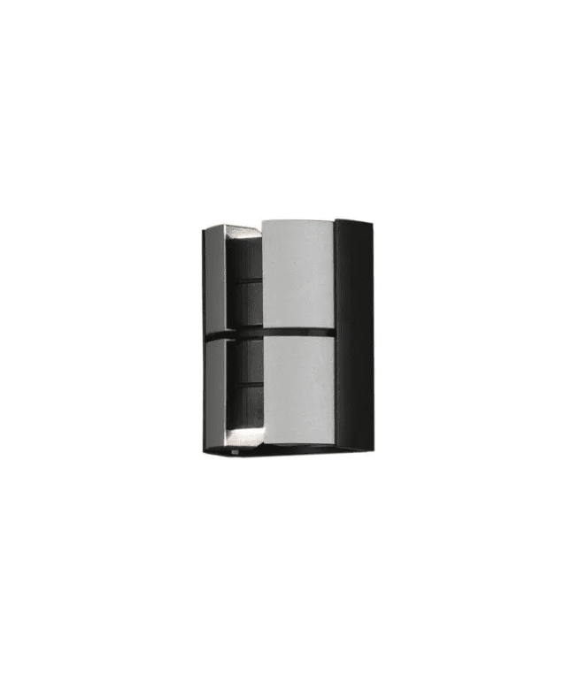 Vidar 15cm Sølv udendørslampe Fra Konstsmide - Lampen lyser op og ned på væggen og tilbyder justering af lysstrålen, så du kan justere den spredningsgrad, du ønsker.