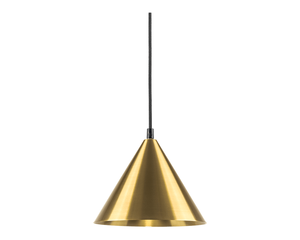 Tratt Ø25 Messing loftslampe Fra Westal - Tratt pendel er en stilfuld pendel lavet af messing med en klar lakeret overflade og sort stofkabel.