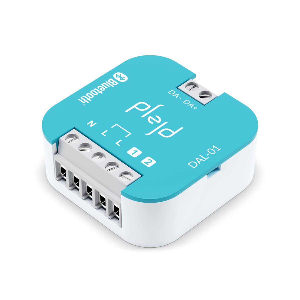 DALI broadcast DAL-01 Fra Plejd - Produktet har en indbygget str&oslash;mforsyning til DALI-bussen for op til 64 belastninger, s&aring; der kr&aelig;ves intet ekstra udstyr udover DALI-armaturer eller drivere.
