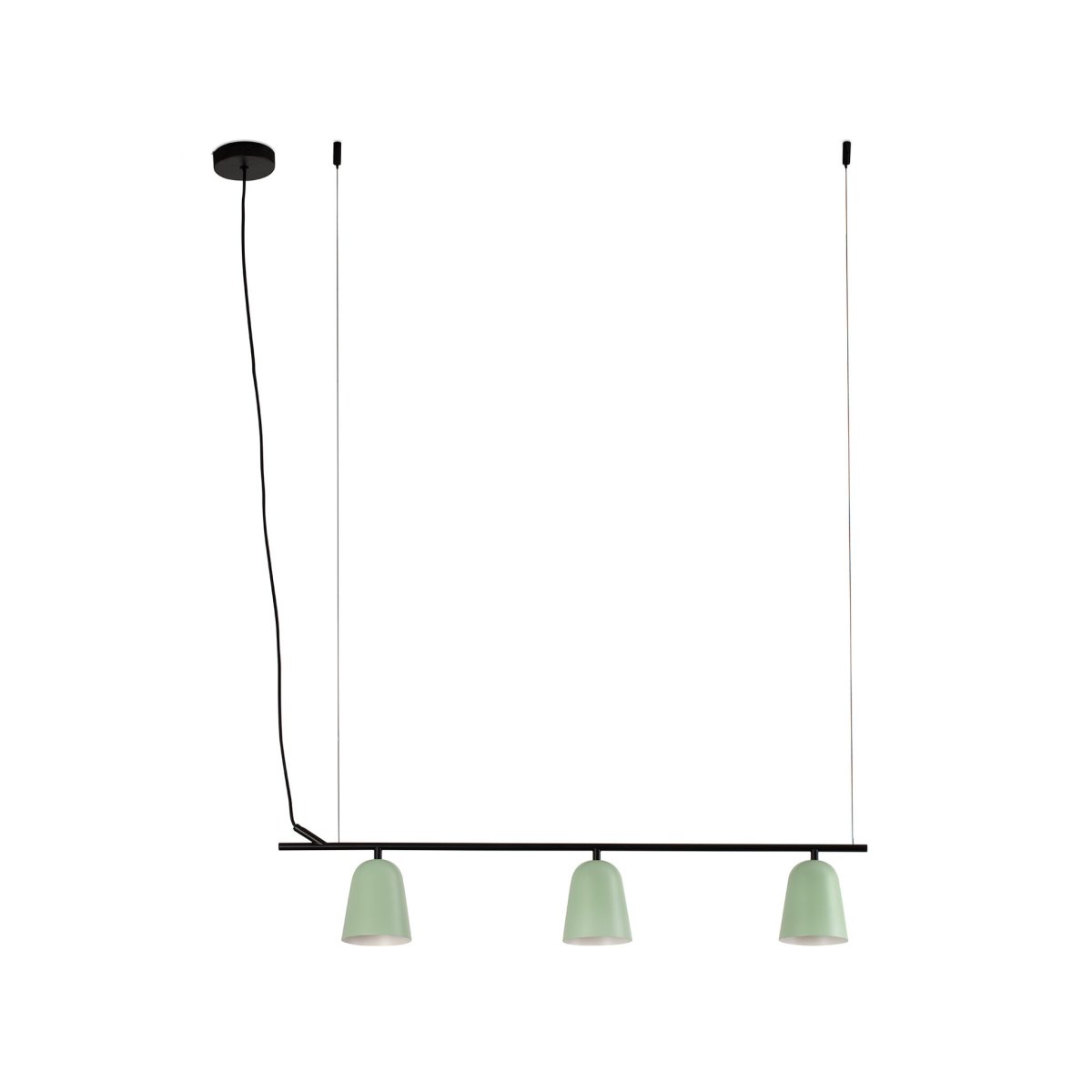 Studio 92cm Grøn loftslampe Fra Faro Barcelona - Studio er en stilfuld pendellampe designet af Nahtrang, inspireret af 1950'ernes tidl&oslash;se designsprog i en moderne fortolkning.