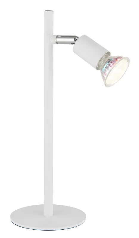 Matrix 30cm Hvid skrivebordslampe Fra Globo Lighting - Den runda basen och det raka metallr&ouml;ret i mattvitt ger ett modernt och elegant uttryck.
