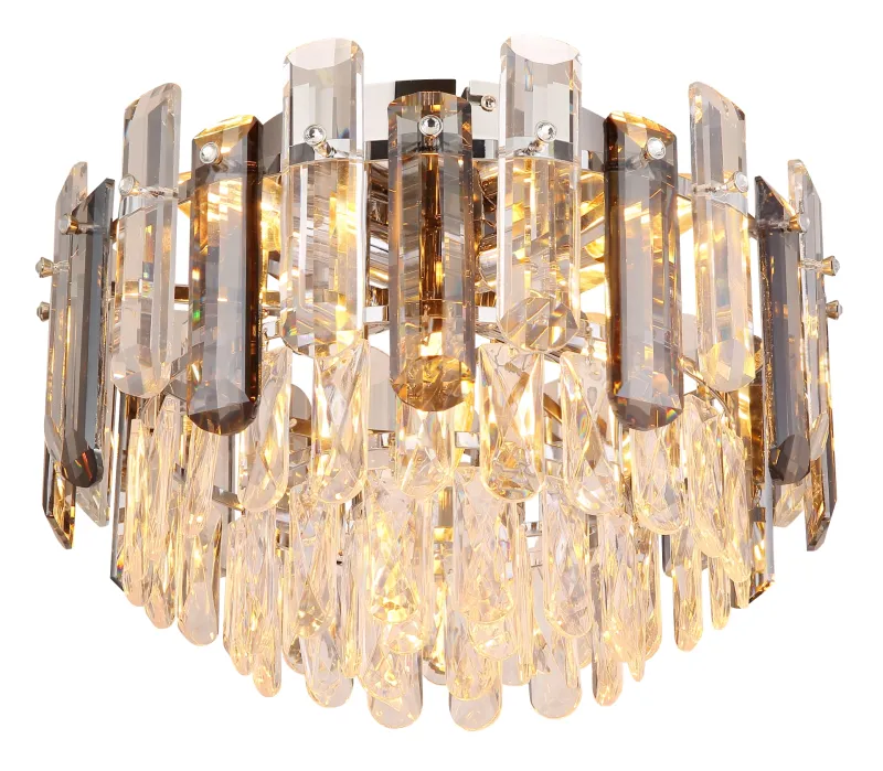 Orgina Ø40 Røgfarvet plafond Fra Globo Lighting - Plafonden Orgina tillf&ouml;r rummet en lyxig k&auml;nsla med gnistrande kristaller och r&ouml;kf&auml;rgade glasstavar.