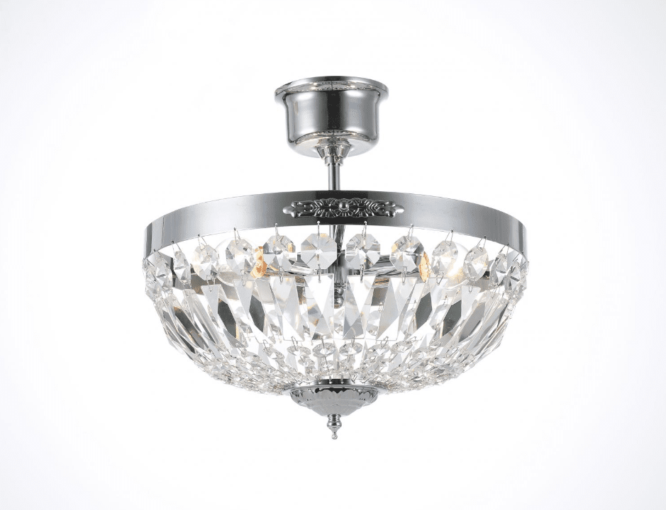 Rhea Ø35 Sølv krystal Fra Norrsken Design - Rhea chrome er en sofistikeret loftslampe med en elegant finish i krom og prydet med eksklusive prismer af håndskåret klasse 1 K9 krystal.