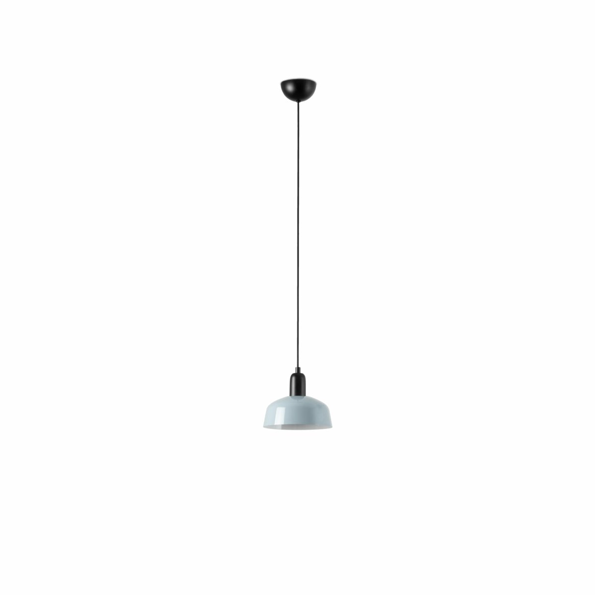 Tatawin Ø18 Grålig blå loftslampe Fra Faro Barcelona - Tatawin er en loftslampe med en sort struktur og en gr&aring; metalsk&aelig;rm, der spreder et rettet, flydende lys.
