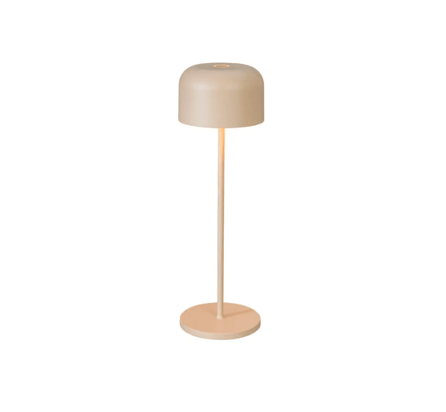 Lille 36cm Sand bærbar Fra Konstsmide - Lampen er udstyret med en ber&oslash;ringsd&aelig;mper, s&aring; du kan justere lysstyrken og farvetemperaturen fra varmt gult til varmt hvidt lys.