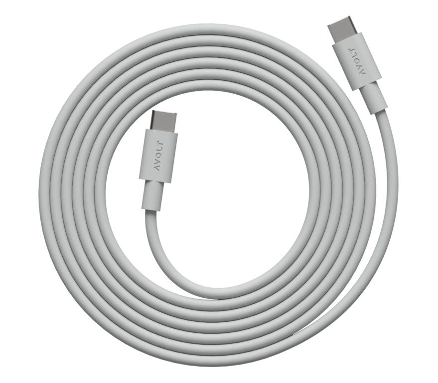 Cable 1 USB C to USB C Charging Cable, 2m Grå Fra Avolt - Kabel 1 USB-C til USB-C fra Avolt kombinerer kraftfuld opladning med stilfuldt skandinavisk design.