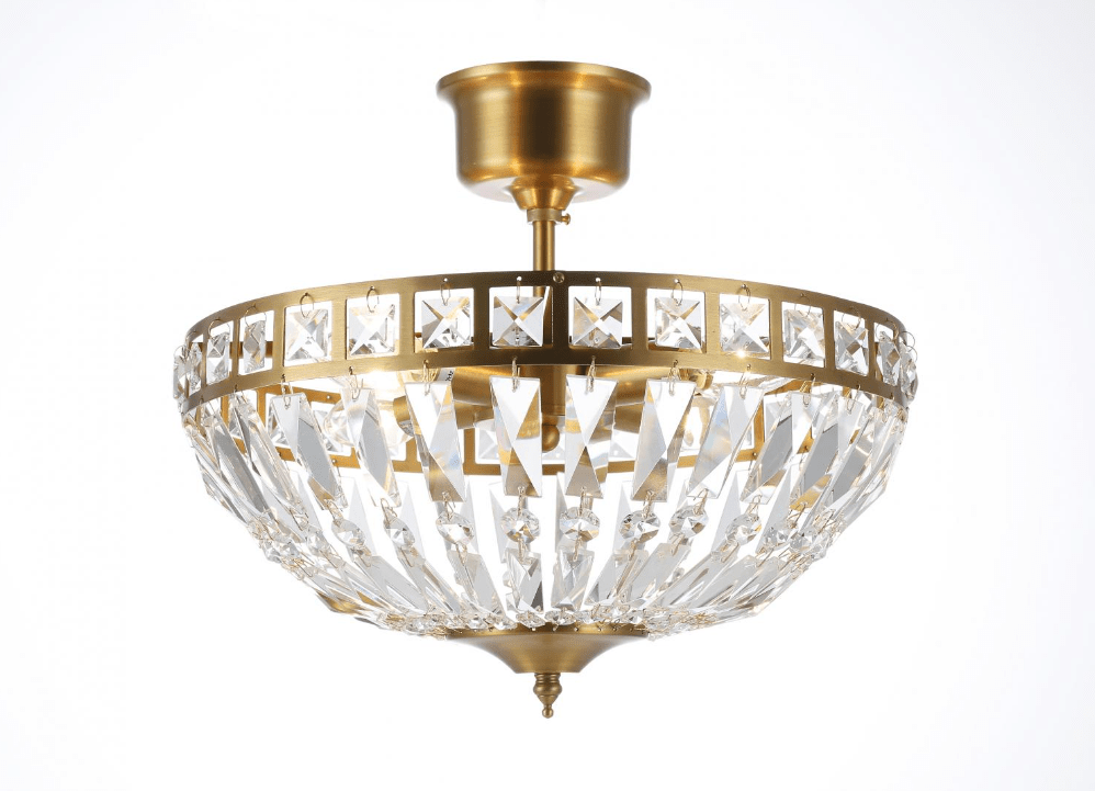 Flores Ø35 Børstet messing krystal Fra Norrsken Design - Loftlampen Flores i b&oslash;rstet messing er en elegant og sofistikeret lyskilde, der forgylder ethvert rum med sit moderne design og eksklusive detaljer.