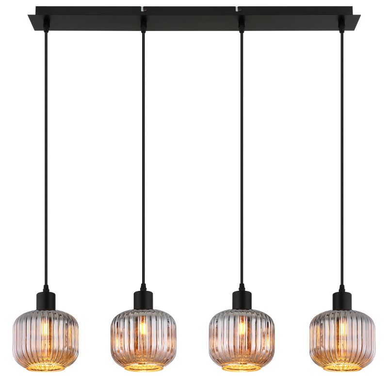 Tom 80cm Røgfarvet loftslampe Fra Globo Lighting - Den mattsvarta metallen ger ett modernt uttryck och passar perfekt in i olika inredningsstilar.
