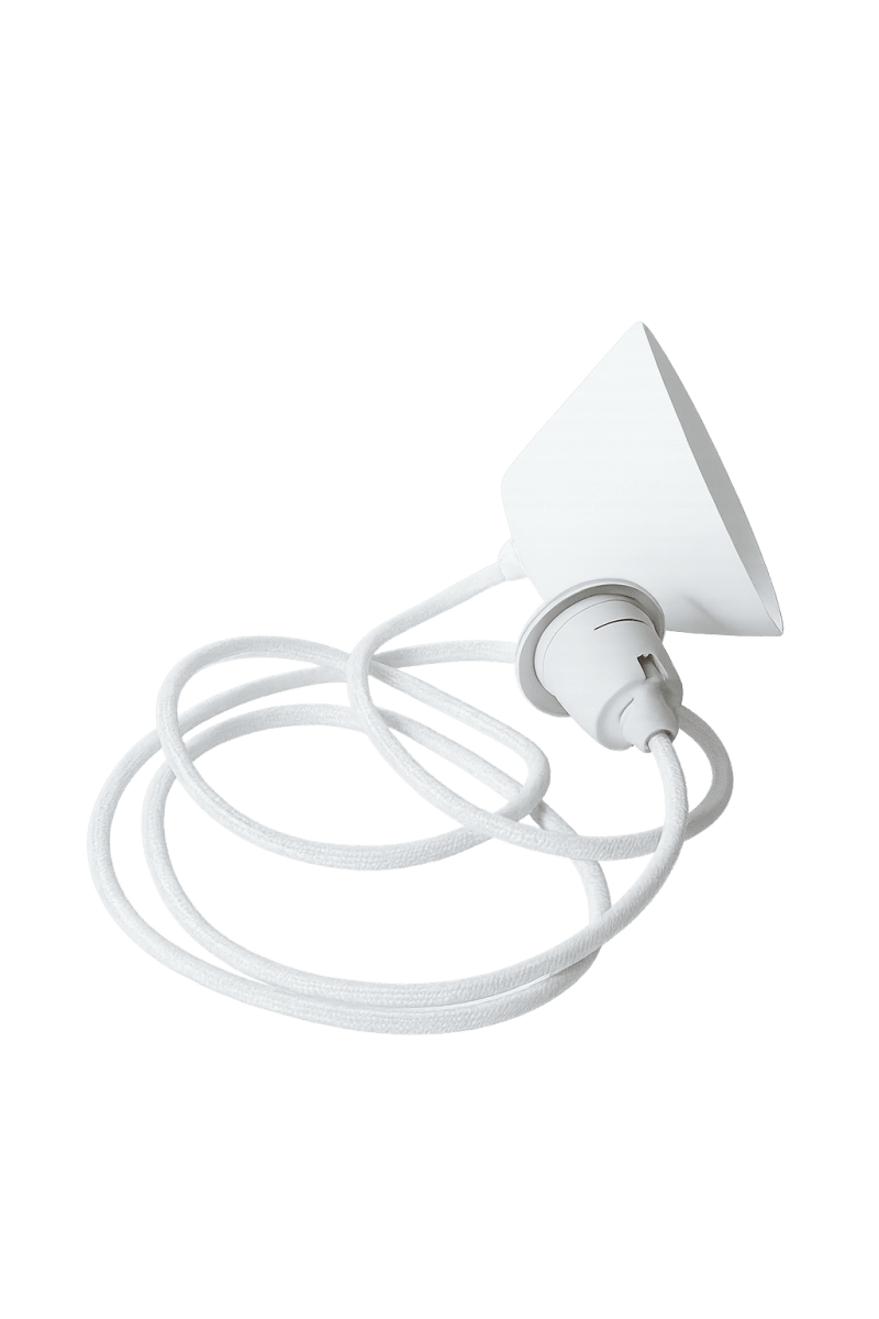 Loftophæng Tekstil 2m Off-white Fra Alde & Lind - Et loftoph&aelig;ng med tekstilbetrukket ledning, designet til at passe til Alde&amp;Linds loftslampesk&aelig;rme med E27-fatning.