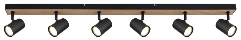 Robby 6 Natur spotlight Fra Globo Lighting - Robby &auml;r en&nbsp;stilren&nbsp;takspotlight som imponerar med sin eleganta design i mattsvart metall och MDF i tr&auml;-look.