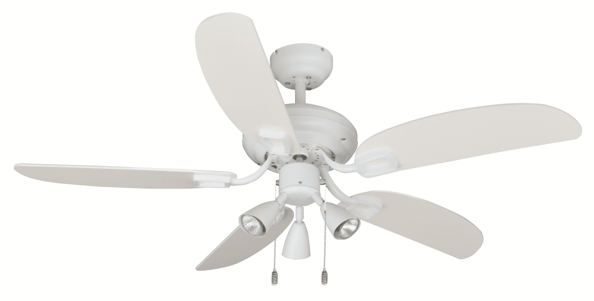 Zoom billede af Orion Mini Ø105 Hvid Fra Texa Design - Den mathvide motor tilbyder 3 hastigheder og en reverseringsfunktion, hvilket betyder, at den kan bruges både om sommeren til at køle og om vinteren til at recirkulere varm luft.