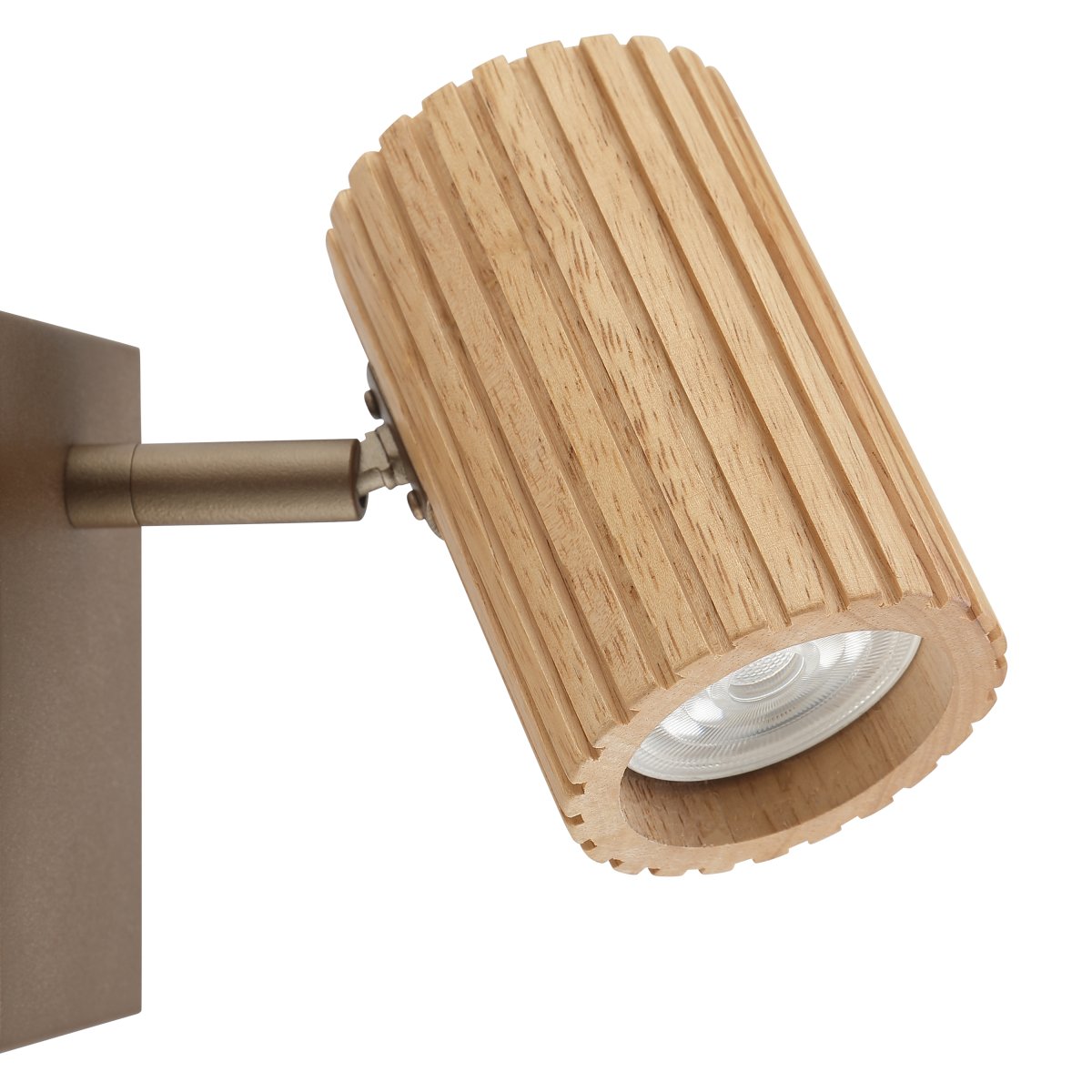 Lakewood 17cm Brun læselampe Fra Brilliant - Lakewood v&aelig;glampe kombinerer brunt metal med lyst, riflet tr&aelig; for et varmt og stilfuldt udtryk.