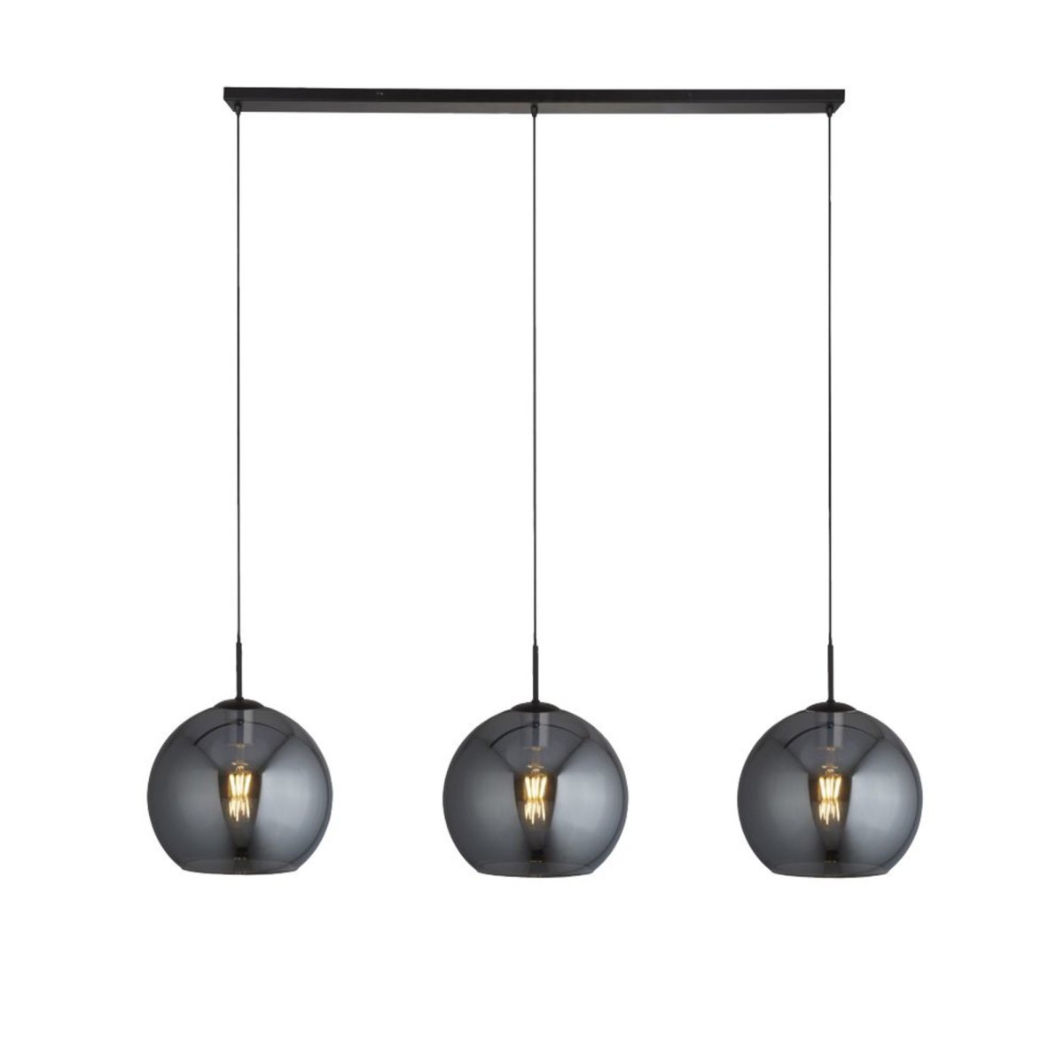 Amsterdam 146cm Sort loftslampe Fra Searchlight - Lampen kan hæves og sænkes og er dæmpbar, hvilket gør den til et perfekt supplement til et moderne køkken eller spisestue.