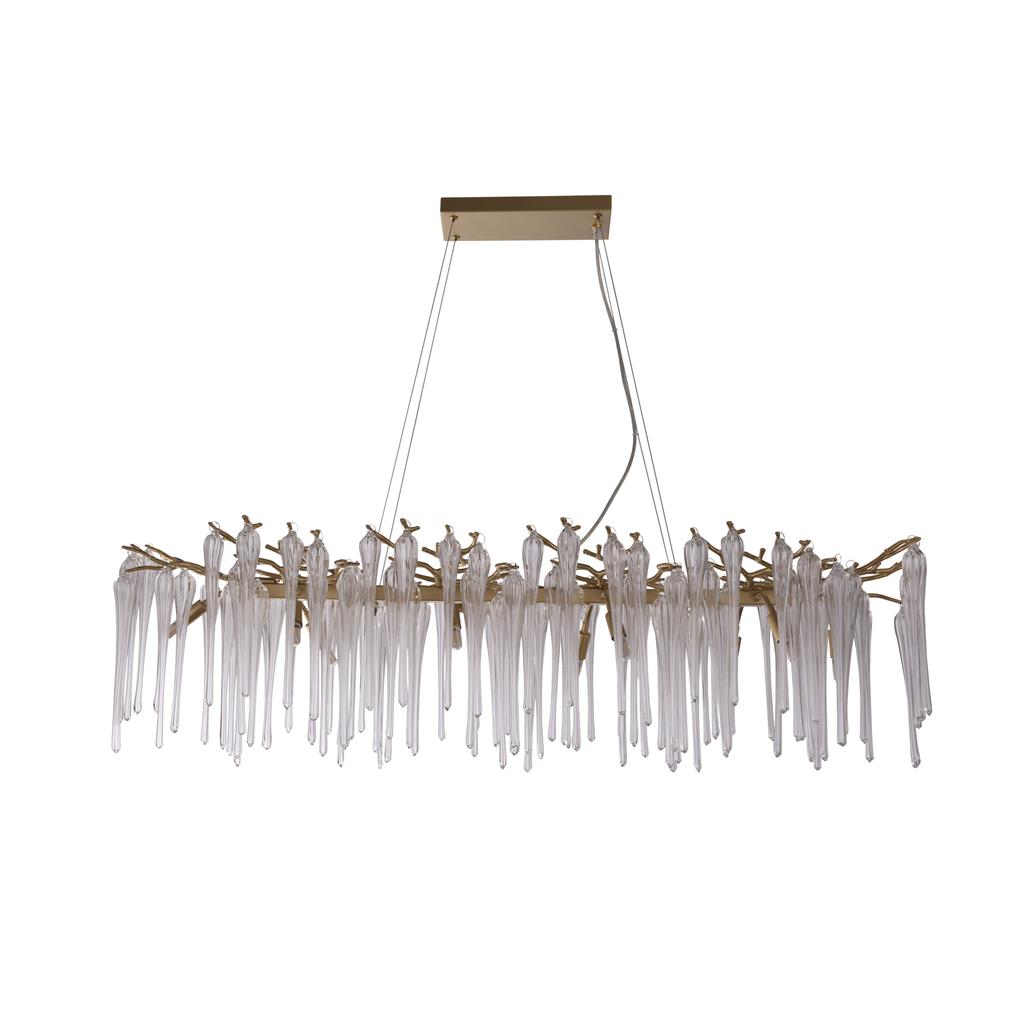 Heritage 117cm Guld krystal Fra Searchlight - De lange, smalle glasdetaljer skaber et levende og glitrende udtryk, der giver rummet både bevægelse og en eksklusiv fornemmelse.