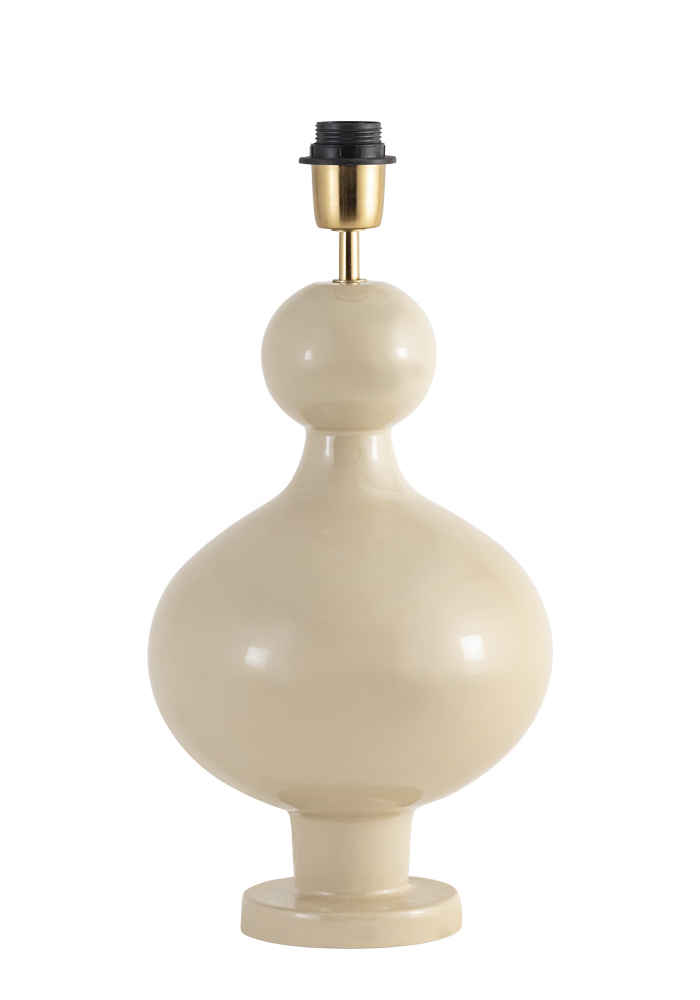 Fiona 40cm Cremet hvid lampefod Fra Alde & Lind - Den blødt afrundede, klassiske form er kombineret med en højglans, emaljelignende overflade, der giver lampen et stilfuldt og moderne udtryk.