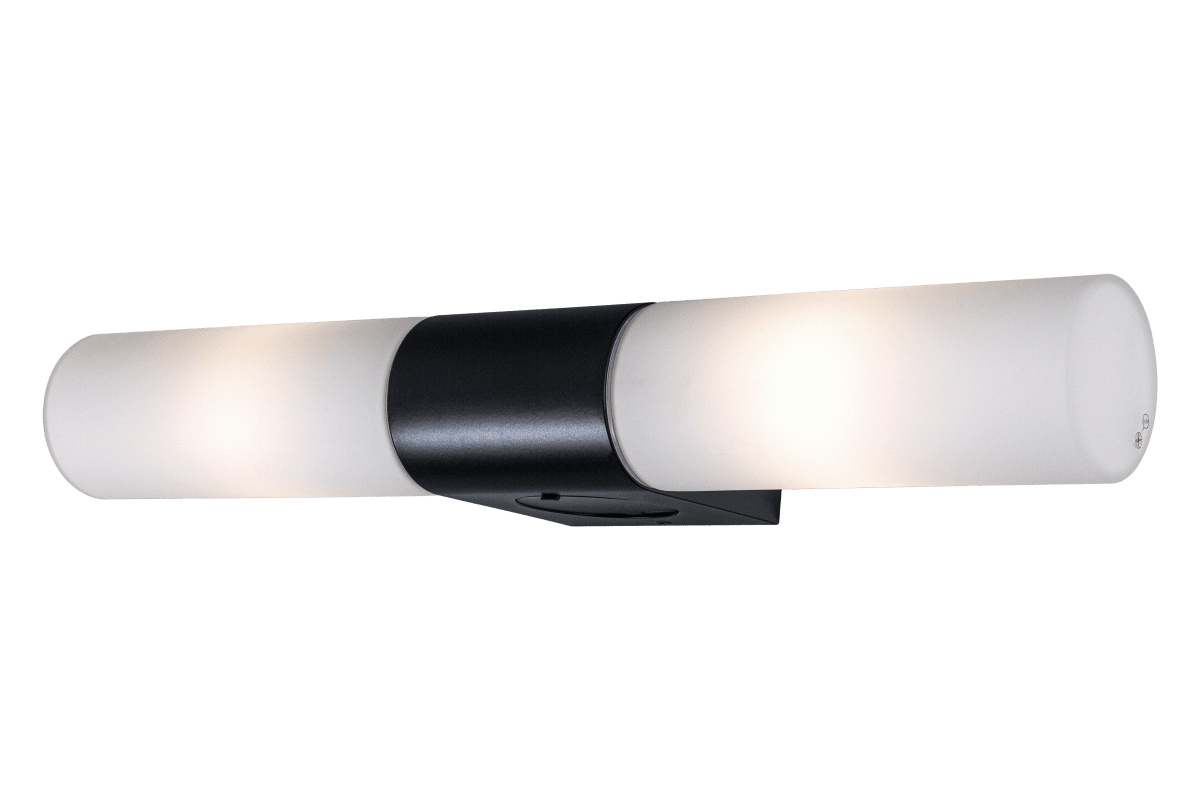 Cosenza 44cm Sort badeværelseslampe Fra Aneta Lighting - COSENZA væglampe dobbelt er en moderne og funktionel belysningsløsning til badeværelser og fugtige rum.