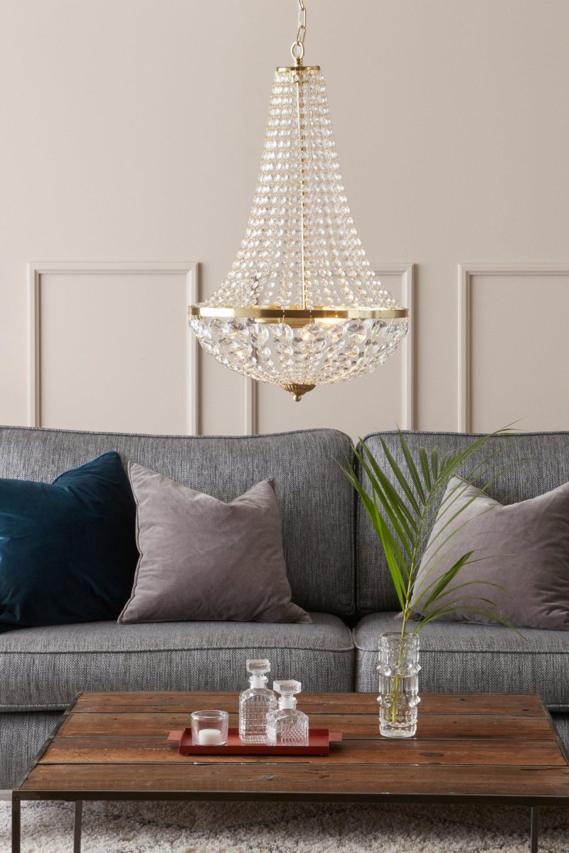 Gränsö Ø40 Messing krystal Fra Markslöjd - Klassisk Gr&auml;ns&ouml; i børstet messing med smukke krystaller er en tidløs loftslampe, der giver en elegant følelse til ethvert rum.