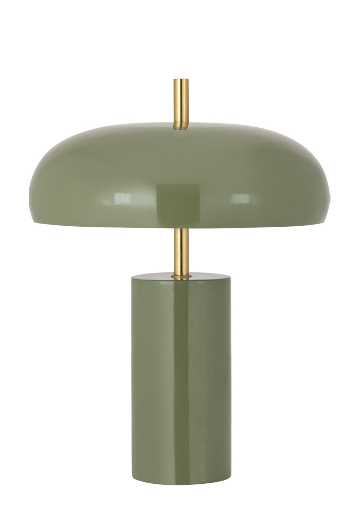 Lex 40cm Grøn bordlampe Fra Alde & Lind - Lex er en moderne bordlampe i metal med en mat grøn farve og en højglans, emaljelignende finish.